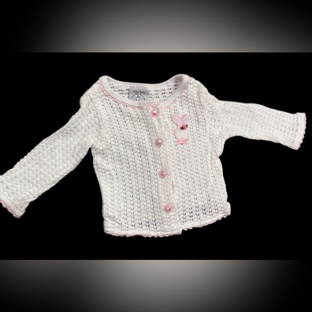 Baby Infant Vintage Pat the Bunny Easter Cardigan Floral Pearl Buttons 6 Month